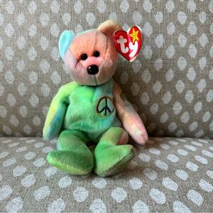 Ty Peace Bear beanie baby. DOB 11/17/2002